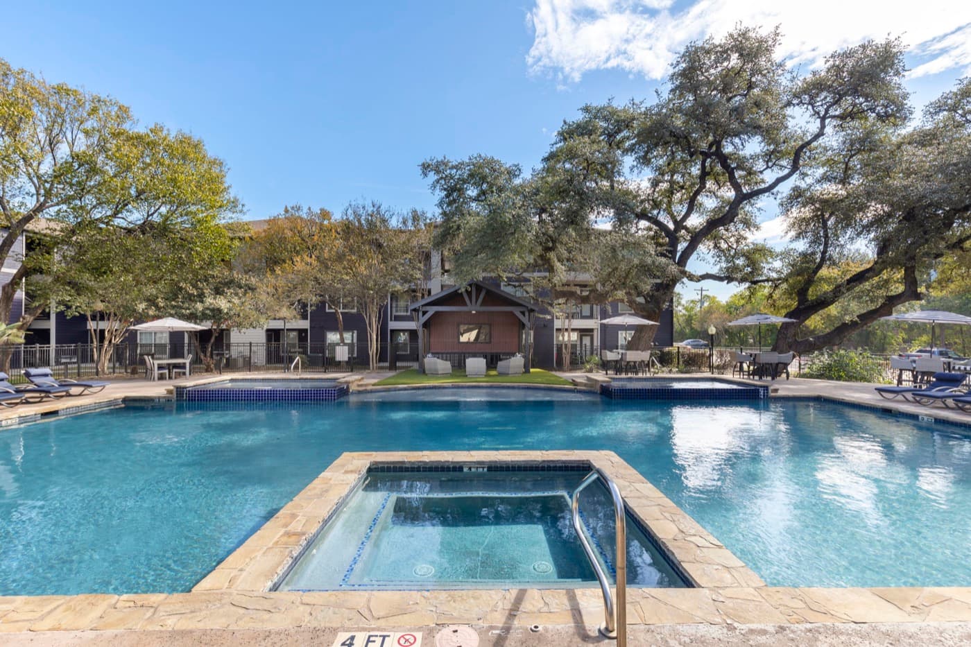 Premium apartment community pool and residences