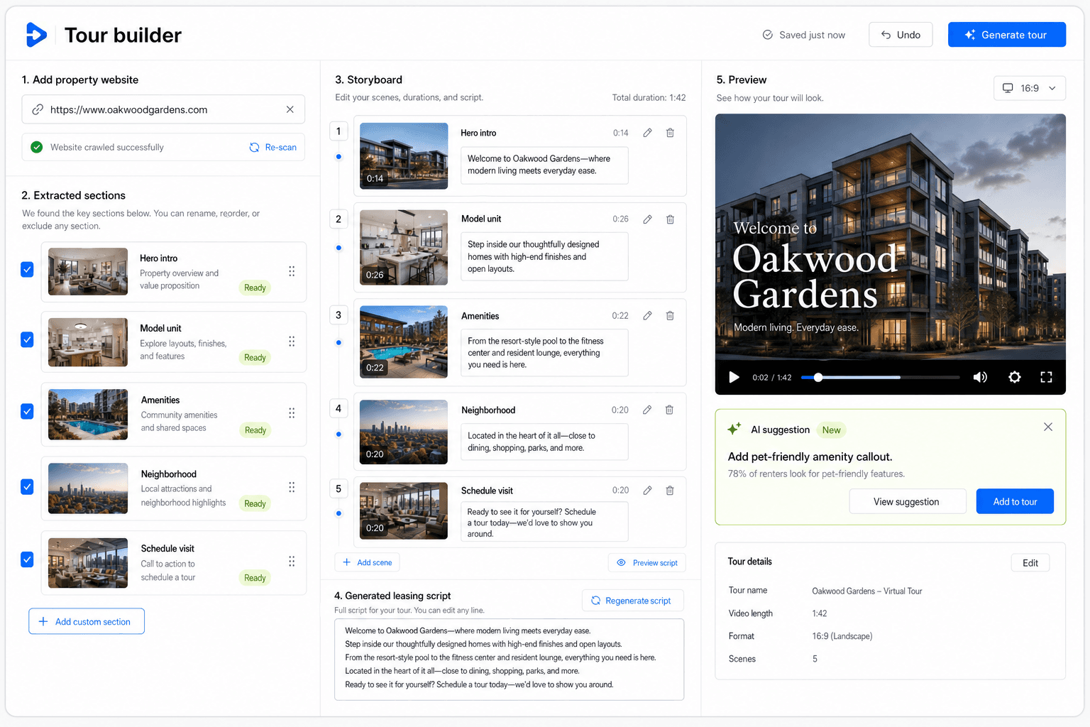 Tour.video tour builder UI generated with gpt-image-2